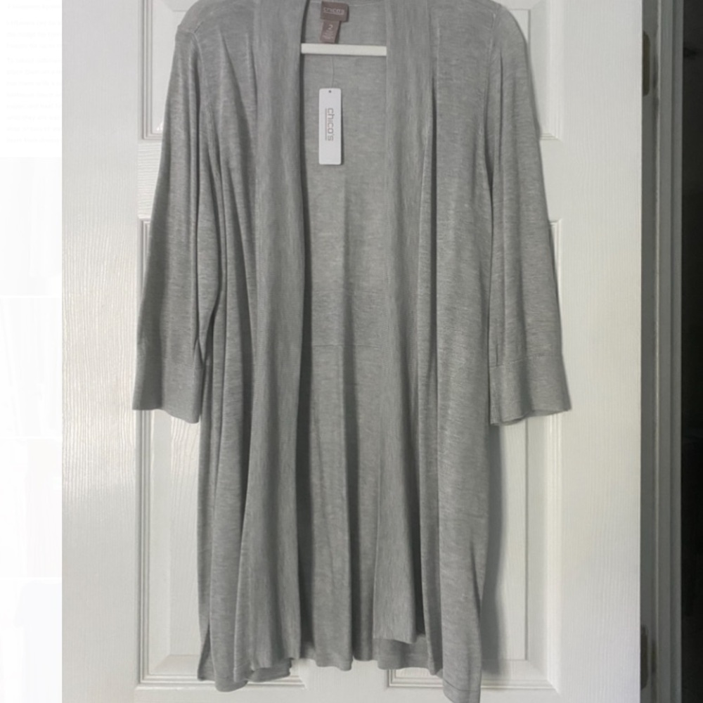 Chico's Open-Front Lightweight Cardigan - Gray